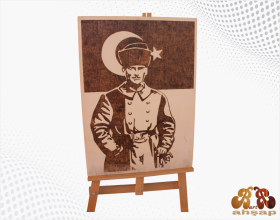 Ahşap Yakma Atatük 4